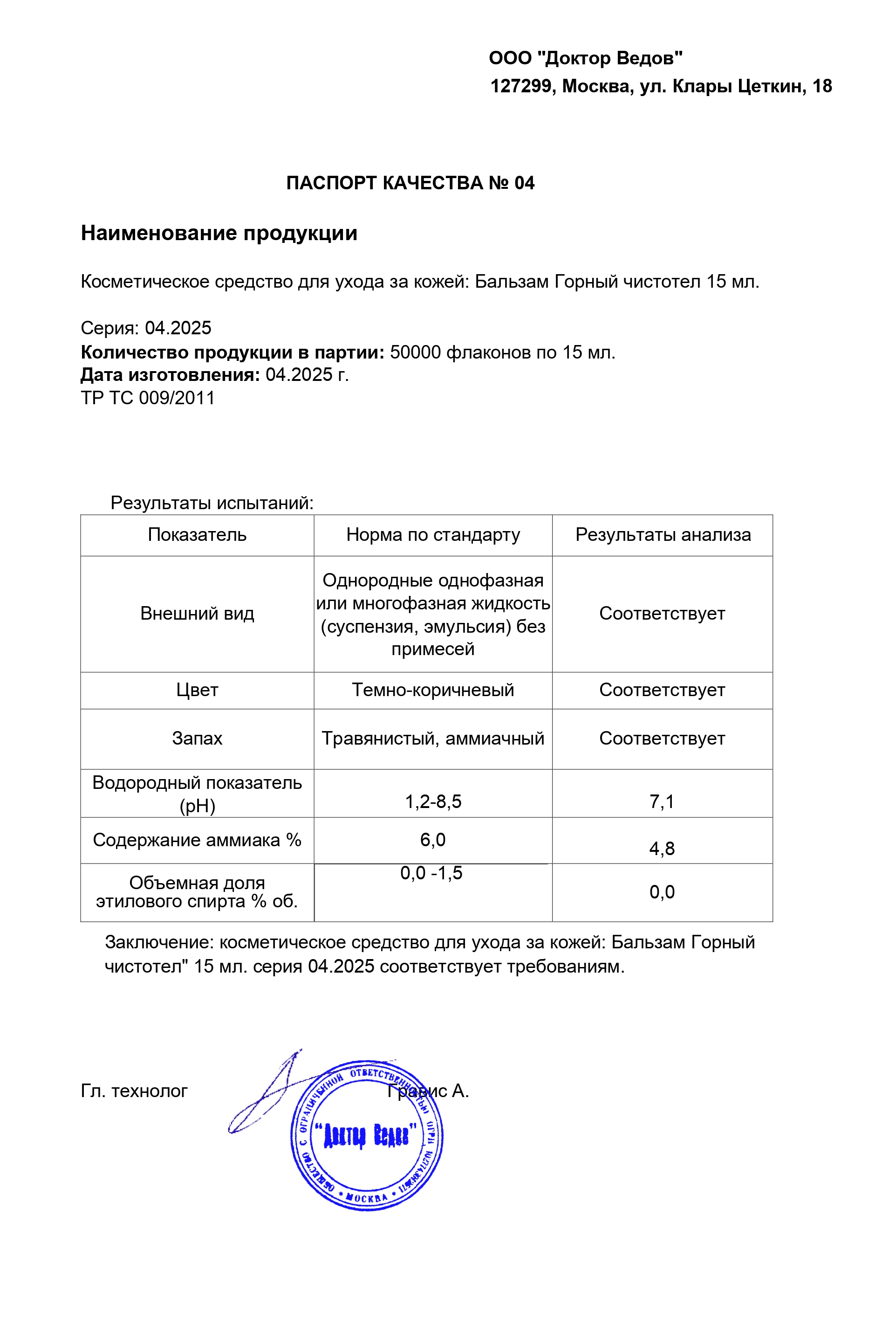 Паспорт №042025